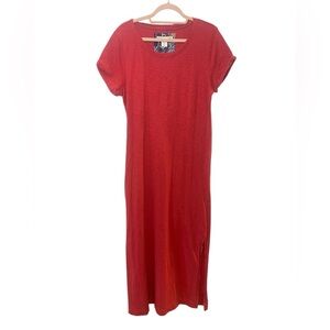 C&C California jersey knit maxi dress large red side slits casual